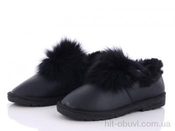 Туфли Diana Тап. 118-1 черные, на иск.меху, опушка натур.мех