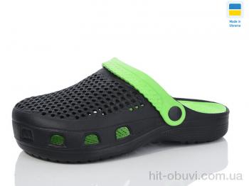 Кроксы Lot Shoes N302 чорний-зелений