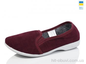Капці Lot Shoes Кредо вельвет бордо