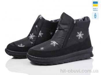 Дутики Selena 114 сніжинка чорний ч/п