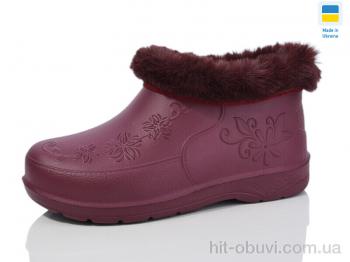 Галоши Lot Shoes Квітка бордо хутро