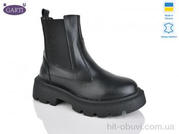 Черевики Garti 367 чорна шкіра хутро