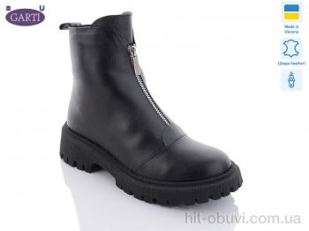 Ботинки Garti 305 чорна шкіра байка